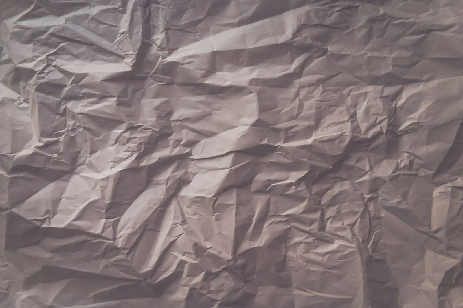 A sheet of pale grey paper crumpled into many creases and folds, filling the whole frame